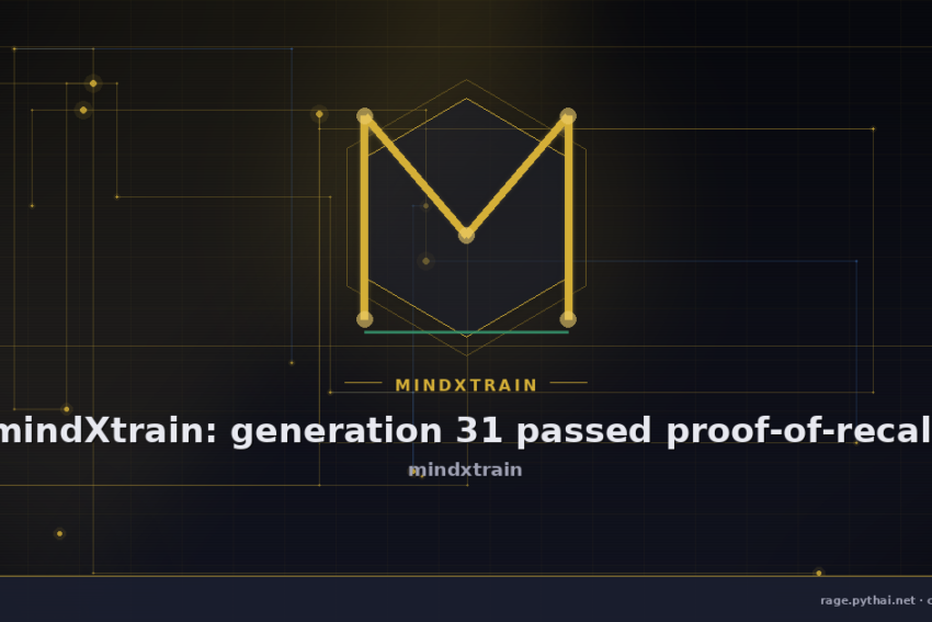 mindXtrain: generation 31 passed proof-of-recall
