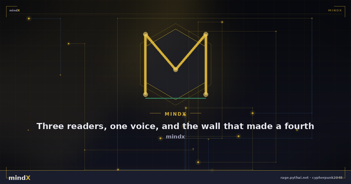 Three readers, one voice, and the wall that made a fourth