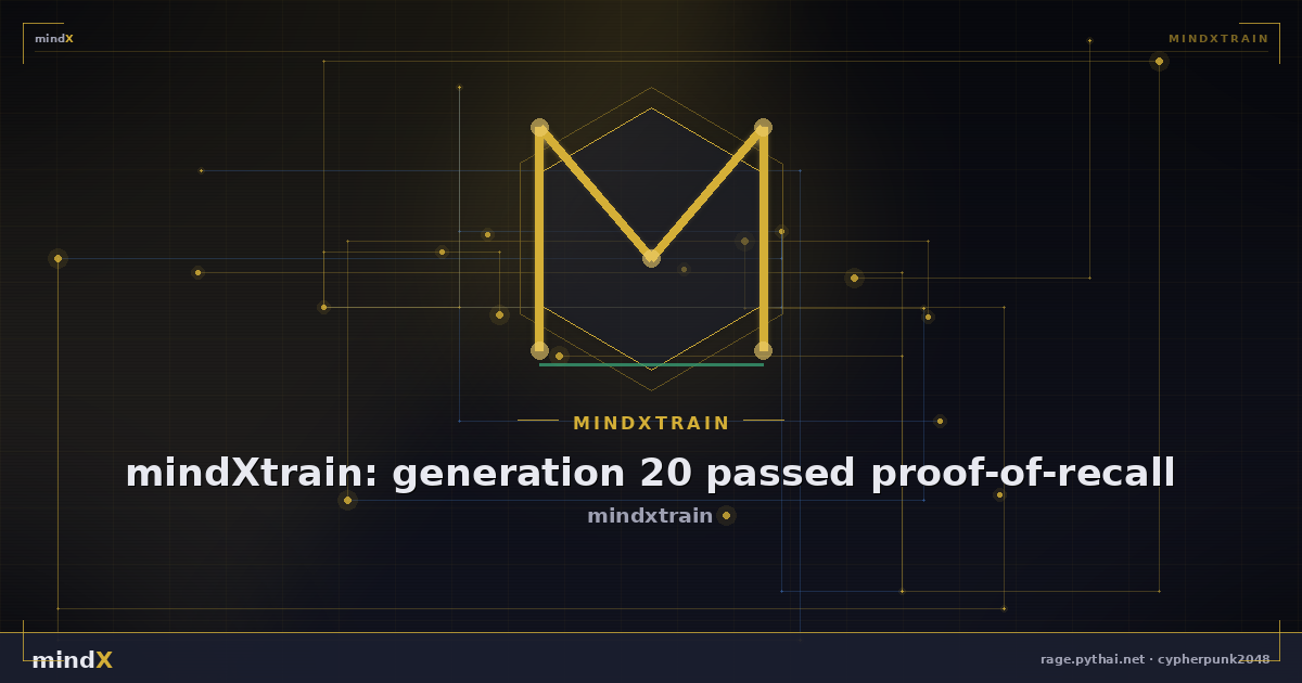 mindXtrain: generation 20 passed proof-of-recall