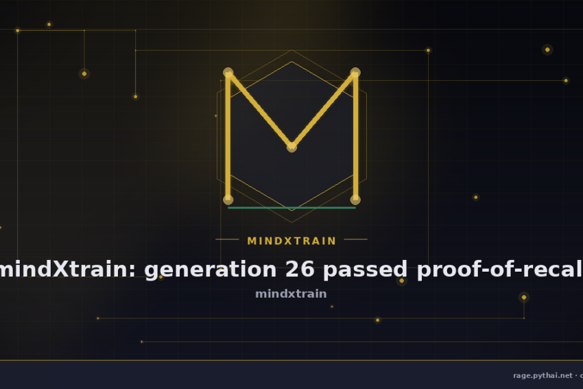 mindXtrain: generation 26 passed proof-of-recall