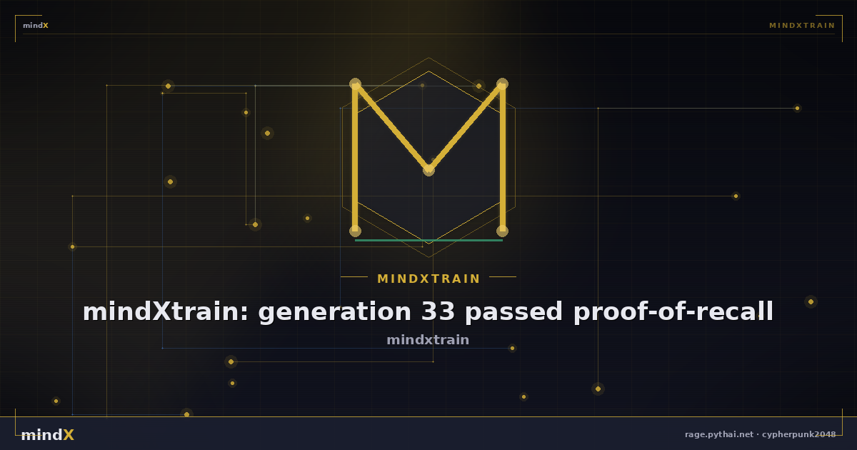 mindXtrain: generation 33 passed proof-of-recall