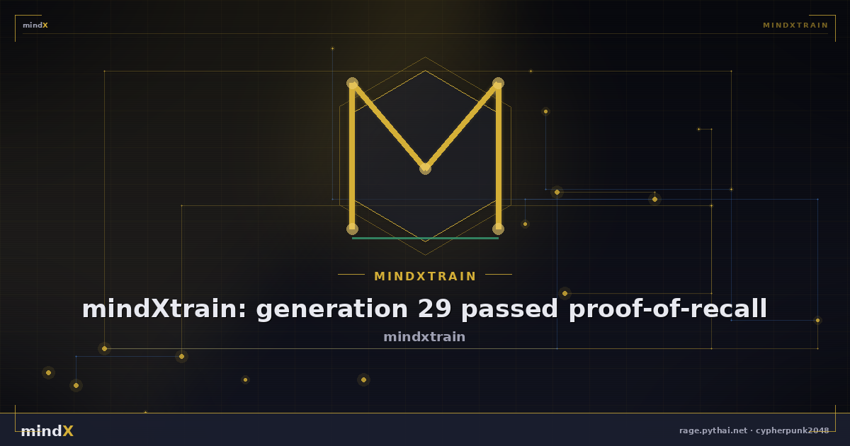 mindXtrain: generation 29 passed proof-of-recall
