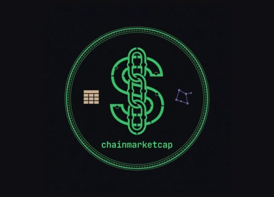 chainmarketcap logo — a chain-link dollar sign inside a milled coin edge, flanked by an abacus and a constellation, over the wordmark chainmarketcap