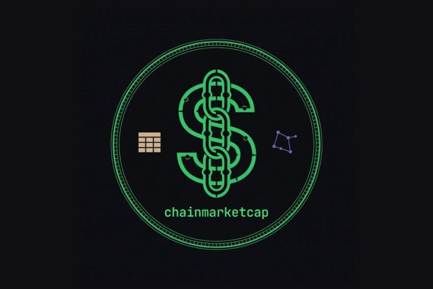 chainmarketcap logo — a chain-link dollar sign inside a milled coin edge, flanked by an abacus and a constellation, over the wordmark chainmarketcap