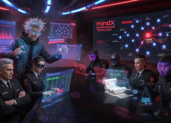 Professor Codephreak at the head of a boardroom table