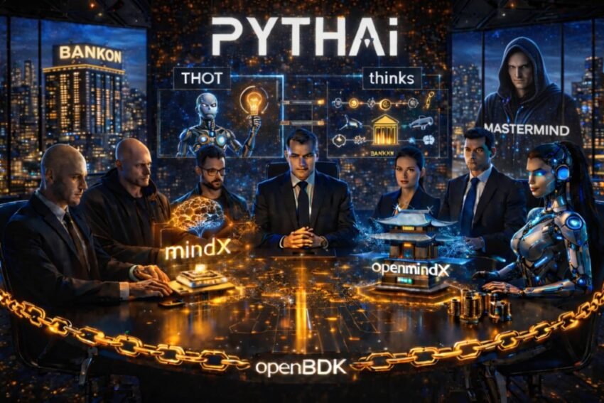 The PYTHAI boardroom: mindX, openmindX, MASTERMIND and BANKON around one table
