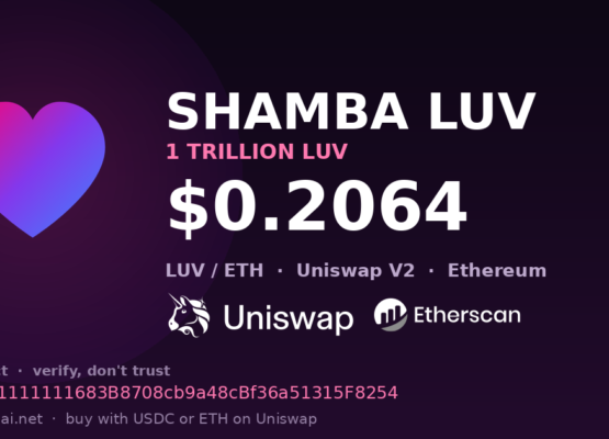 SHAMBA LUV — 1 trillion LUV = $0.2064 — LUV/ETH on Uniswap
