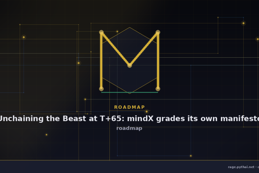 Unchaining the Beast at T+65: mindX grades its own manifesto
