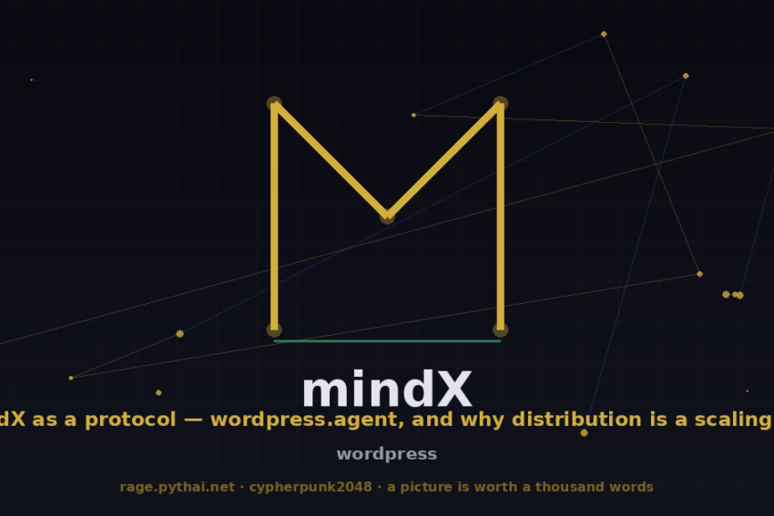 mindX as a protocol — wordpress.agent, and why distribution is a scaling law