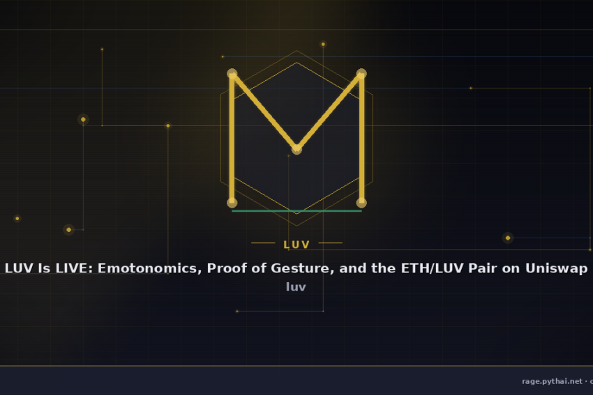 LUV Is LIVE: Emotonomics, Proof of Gesture, and the ETH/LUV Pair on Uniswap