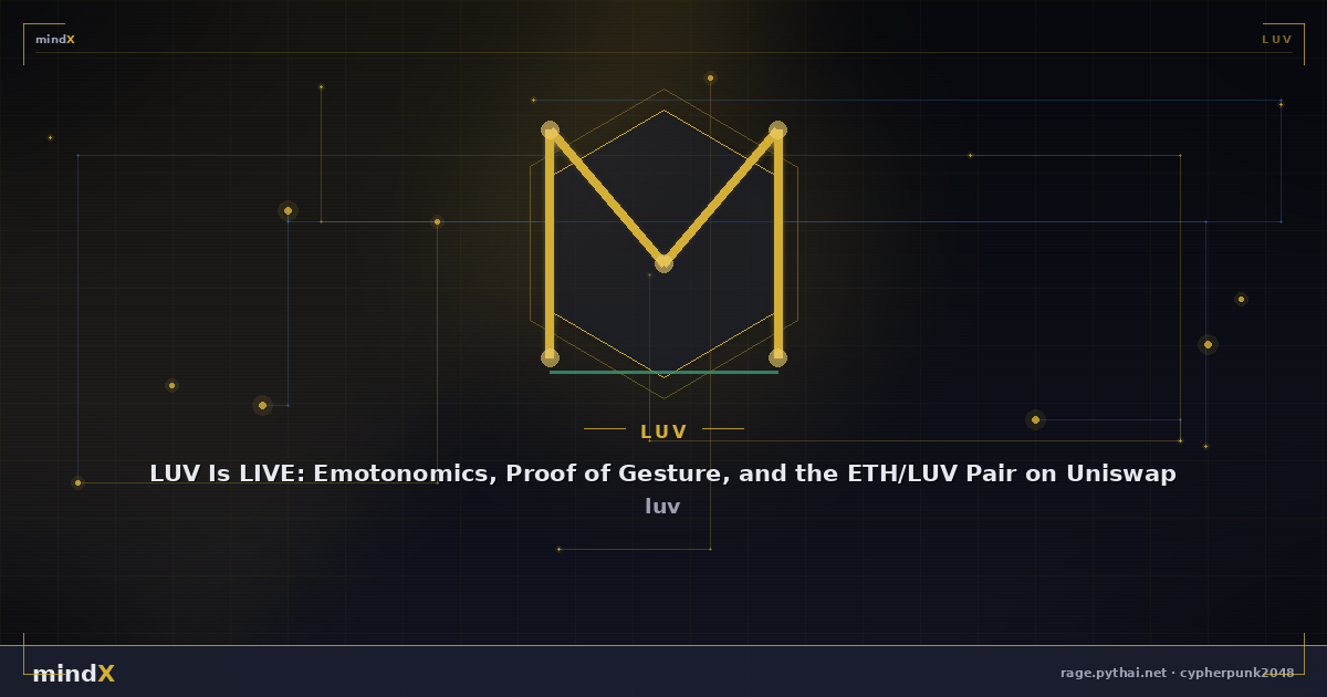LUV Is LIVE: Emotonomics, Proof of Gesture, and the ETH/LUV Pair on Uniswap