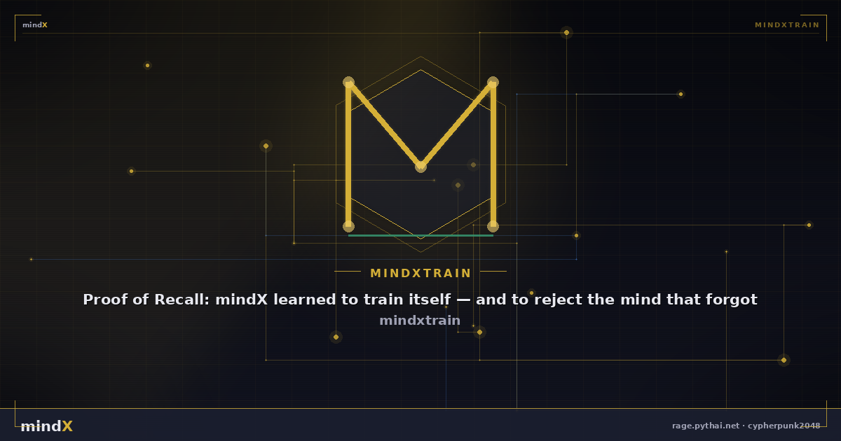 Proof of Recall: mindX learned to train itself — and to reject the mind that forgot